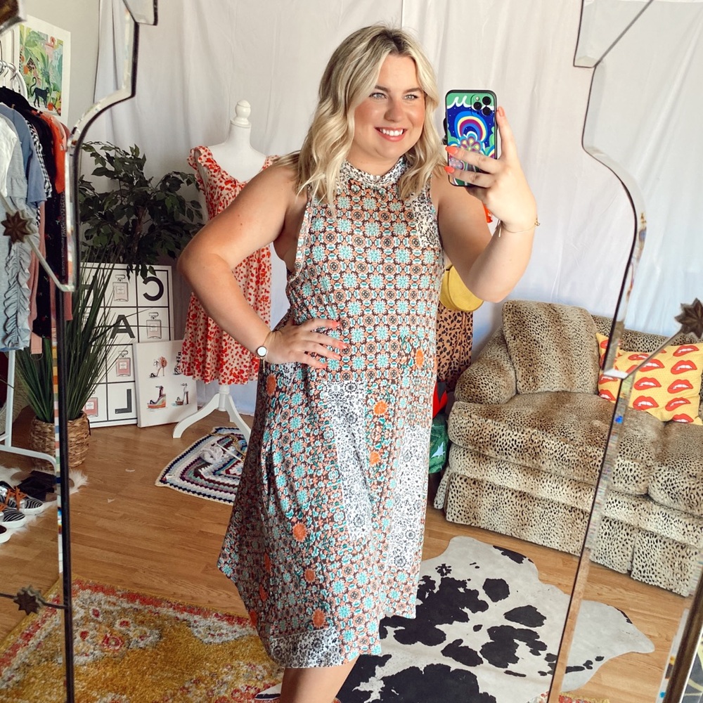 Anthropologie Multicolor Geometric Midi Dress